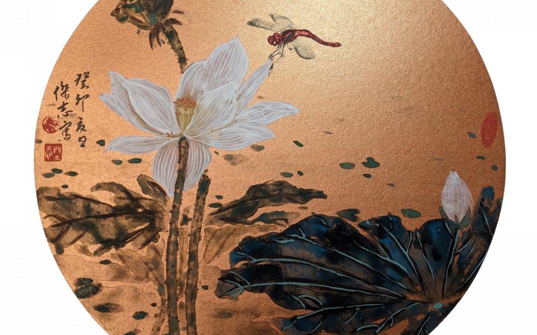 清香點水White lotus and dragonfly